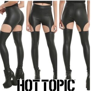 HOT TOPIC Faux Leather Strappy Leggings NWT